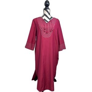 Souk Indigo Silk Cotton Boho Western Sz L Marrakesh Midi Dress
